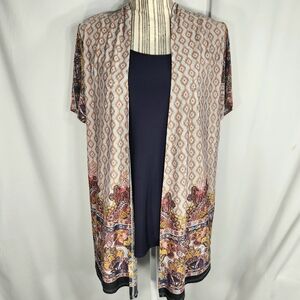 Lavish Avish Multicolored Layered Look Short Sleeve Top Size Large